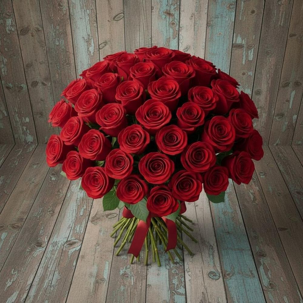 Букет 55 Красных роз Фридом в Ивангороде