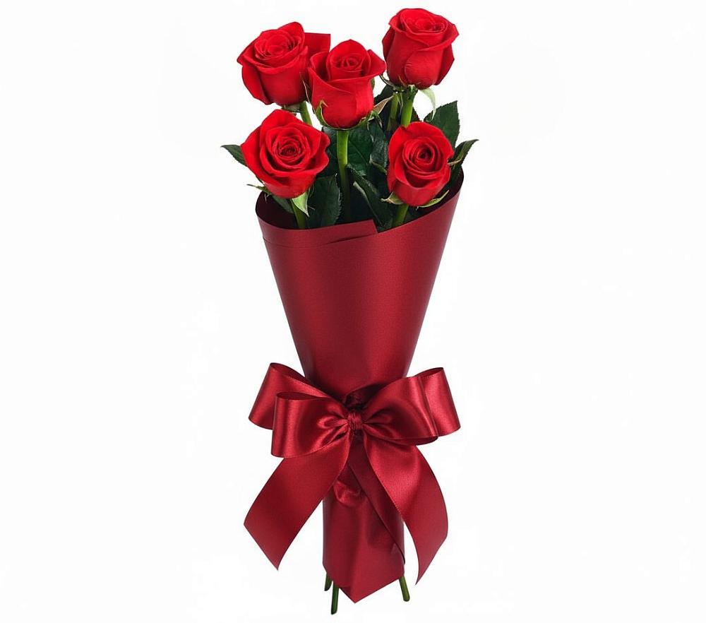 Букет 5 Красных роз Эдлесс Лав в Ивангороде