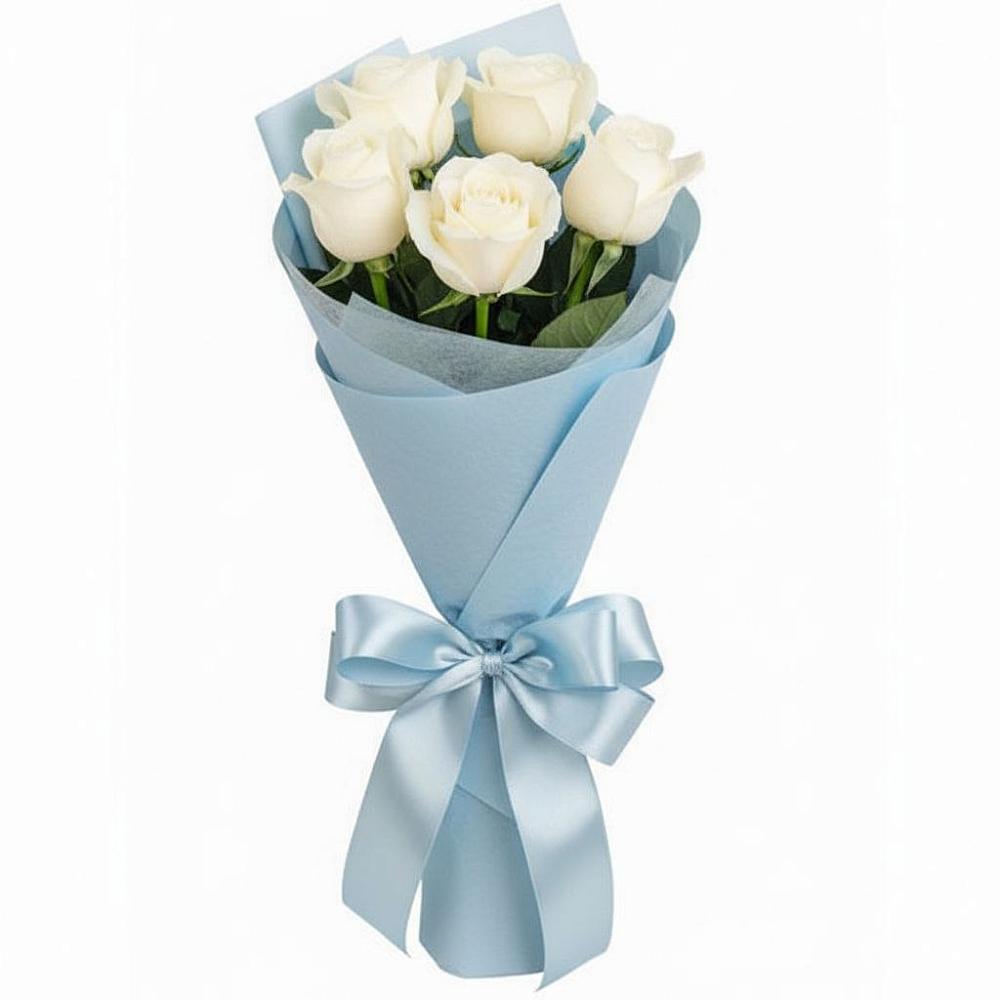 Букет 5 Белых роз Проуд в Ивангороде