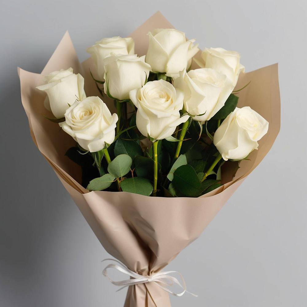 Букет 9 Белых роз Эдлесс Лав в Ивангороде