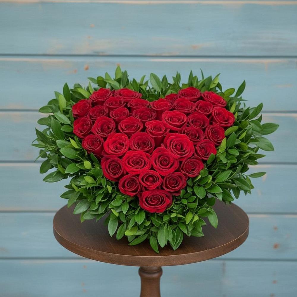 Цветочная композиция из Розы в виде сердца в Ивангороде