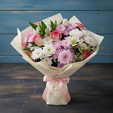 Букет цветов из:  Хризантемы, Альстромерии и Розы в Ивангороде