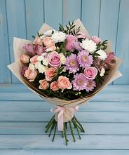 Букет цветов из:  Хризантемы, Розы и Альстромерии #REPLACE_PRED# Ивангороде