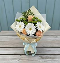 Букет цветов из:  Герберы, Розы и Хризантемы в Ивангороде