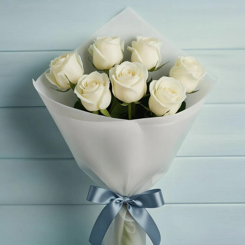 Букет 7 Белых роз Эдлесс Лав в Ивангороде